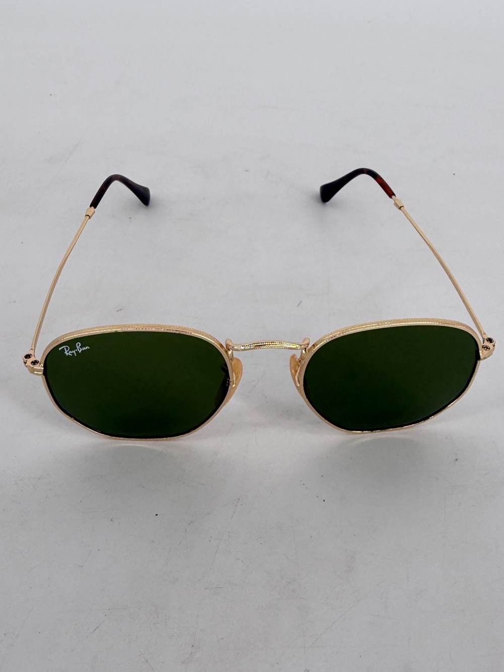 Ray-Ban Gold Frame Sunglasses with Green Lenses